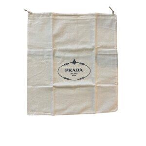 Prada Milano Drawstring Dust Bag 14.75"x13" Cotton Beige For Shoes Or Handbags